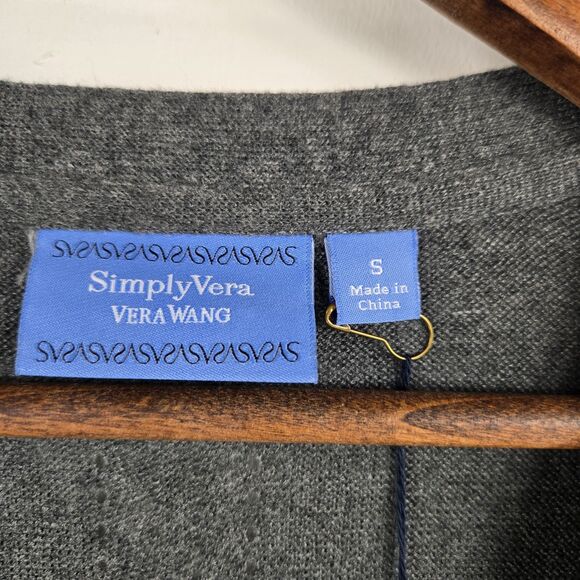 Simply Vera Vera Wang Women's Small Charcoal Heathered Cardigan Sweater NWT - Picture 4 of 10